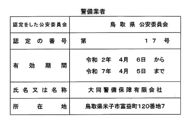 警備業者標識