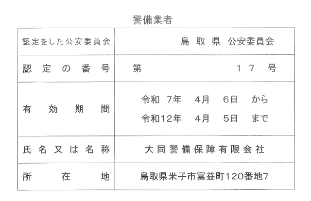 警備業者標識